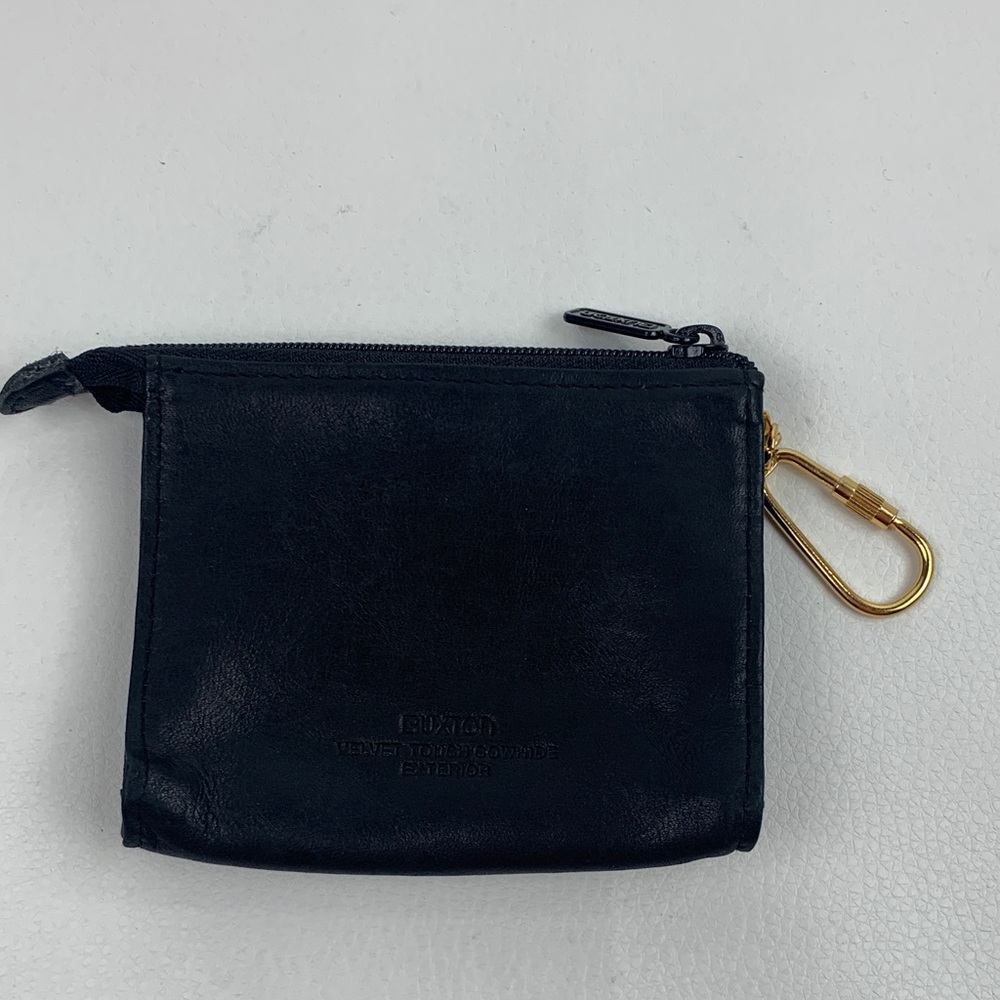 Buxton Black Leather wallet Card holder Keychain Gold Clip Soft Pockets NEW